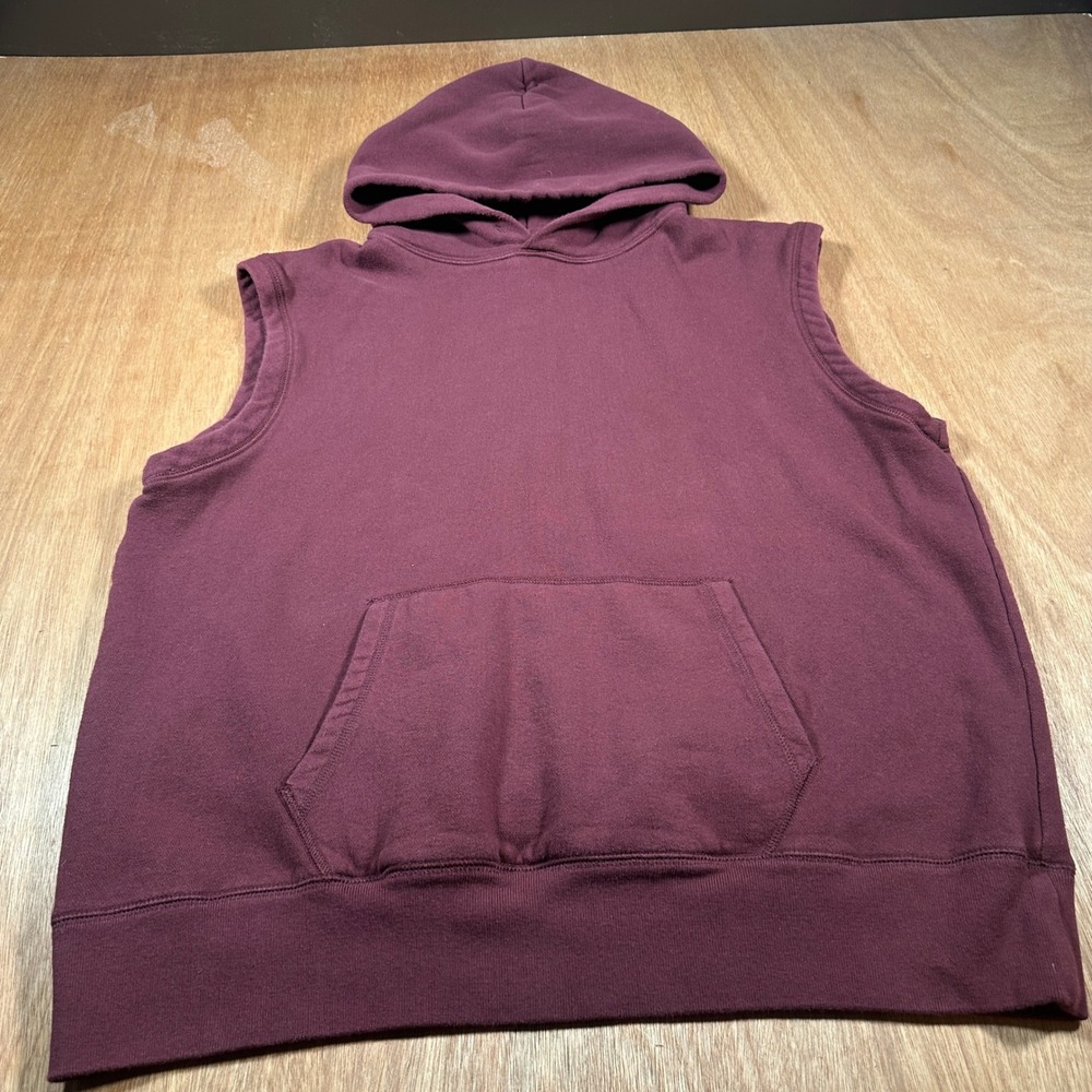 Gap Sleeveless Hoodie Mens XL Burgundy Vintage Fleece Muscle Sweatshirt Maroon